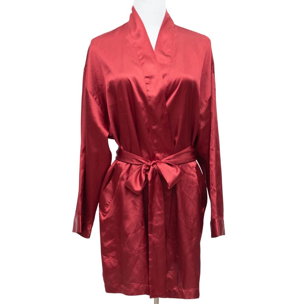 Victoria's Secret Red Short Silky Satin Robe One Size